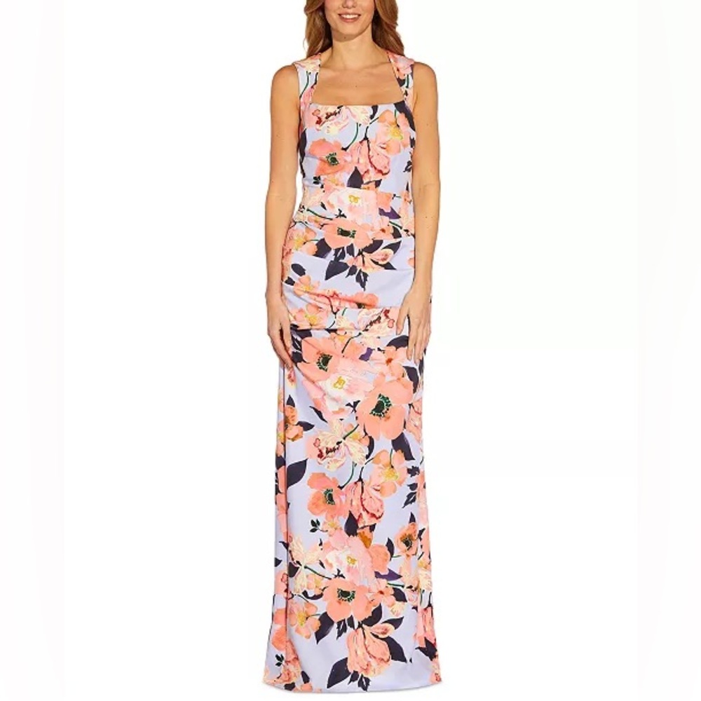 Adrianna Papell Pink Floral Gown NWT